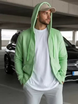 Pánská mikina DSTREET BX5230 SVĚTLE ZELENÁ