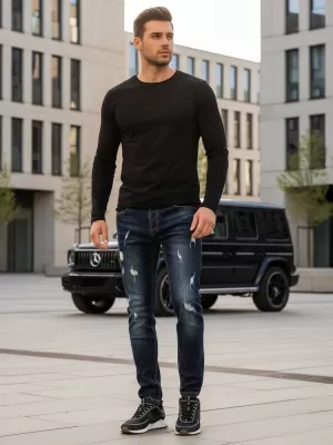 Pánské kalhoty DSTREET UX3810 TMAVĚ MODRÁ