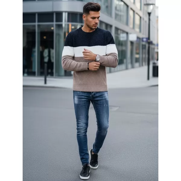  Pánský svetr DSTREET WX2321 BÉŽOVÁ/TMAVĚ MODRÁ 