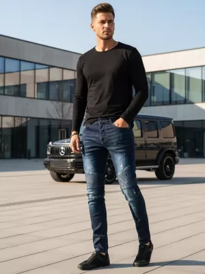 Pánské kalhoty DSTREET UX3804 MODRÁ