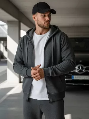 Pánská mikina DSTREET BX2196 TMAVĚ ŠEDÁ