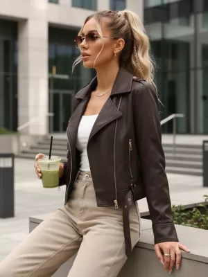 Dámská bunda DSTREET TY5647 HNĚDÁ