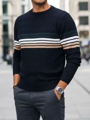 Pánský svetr DSTREET WX2323 TMAVĚ MODRÁ