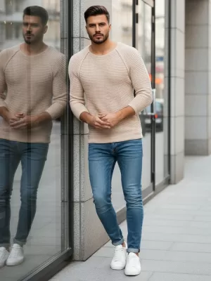 Pánský svetr DSTREET WX1578 BÉŽOVÁ