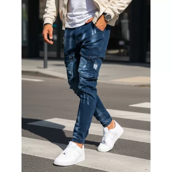  Pánské kalhoty DSTREET UX3271 MODRÁ 