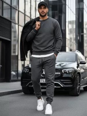 Pánská mikina DSTREET BX2405 TMAVĚ ŠEDÁ