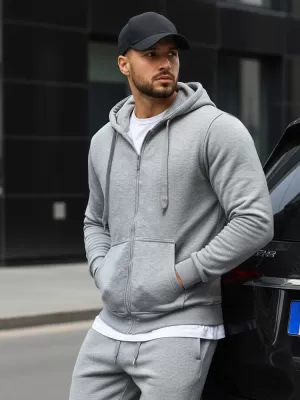 Pánská mikina DSTREET BX2412 SVĚTLE ŠEDÁ