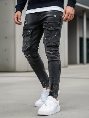 Pánské kalhoty DSTREET UX3288 TMAVĚ ŠEDÁ