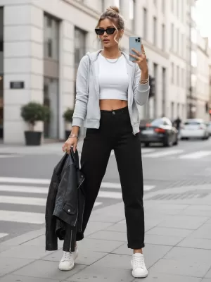 Dámské kalhoty DSTREET UY2868 ČERNÁ