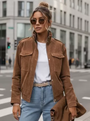 Dámská bunda DSTREET TY5644 HNĚDÁ