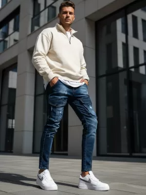 Pánské kalhoty DSTREET UX3292 MODRÁ