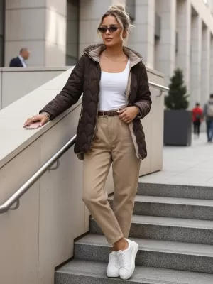 Dámská bunda DSTREET TY5623 HNĚDÁ