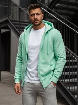 Pánská mikina DSTREET BX5231 SVĚTLE ZELENÁ