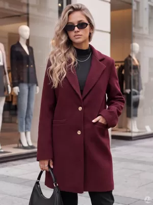 Dámský kabát DSTREET1 NY0855 BORDOVÁ