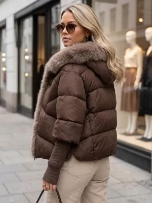 Dámská bunda DSTREET TY5989 HNĚDÁ