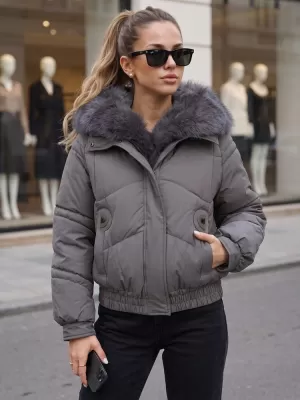 Dámská bunda DSTREET TY6010 TMAVĚ ŠEDÁ