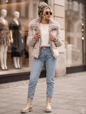 Dámská bunda DSTREET1 TY6106 BÉŽOVÁ