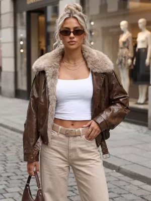 Dámská bunda DSTREET TY5708 HNĚDÁ