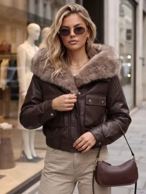Dámská bunda DSTREET TY5976 HNĚDÁ
