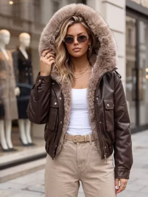 Dámská bunda DSTREET TY5976 HNĚDÁ