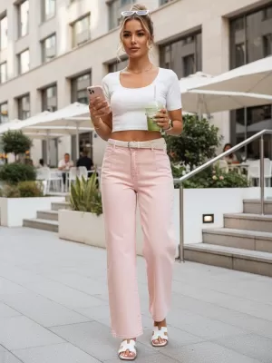 Dámské kalhoty DSTREET UY2966 RŮŽOVÁ