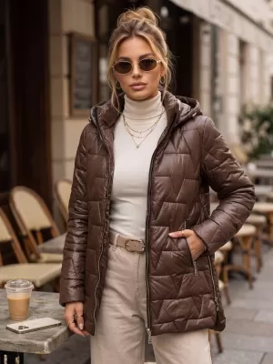 Dámská bunda DSTREET TY5796 HNĚDÁ