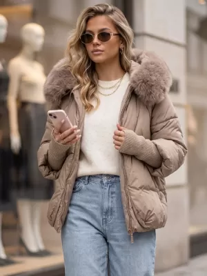 Dámská bunda DSTREET TY5994 BÉŽOVÁ