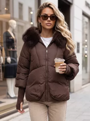 Dámská bunda DSTREET TY5991 HNĚDÁ