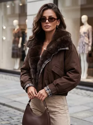 Dámská bunda DSTREET TY5840 HNĚDÁ