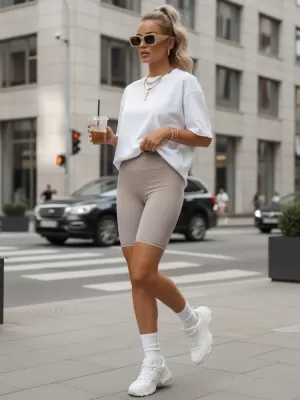 Dámské kraťasy DSTREET SY0569 SVĚTLE ŠEDÁ