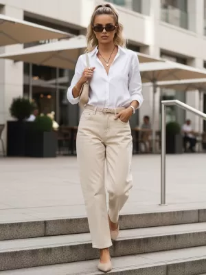 Dámské kalhoty DSTREET UY2979 BÉŽOVÁ