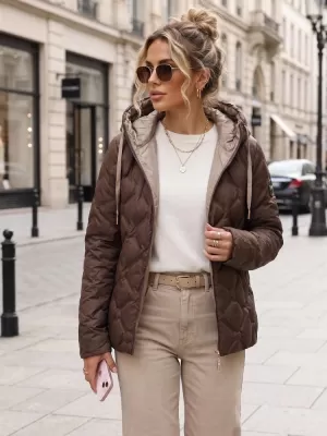 Dámská bunda DSTREET TY5883 HNĚDÁ