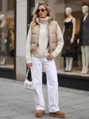 Dámská vesta DSTREET TY5734 BÉŽOVÁ