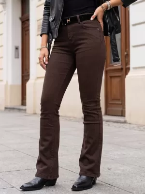 Dámské kalhoty DSTREET UY3109 HNĚDÁ