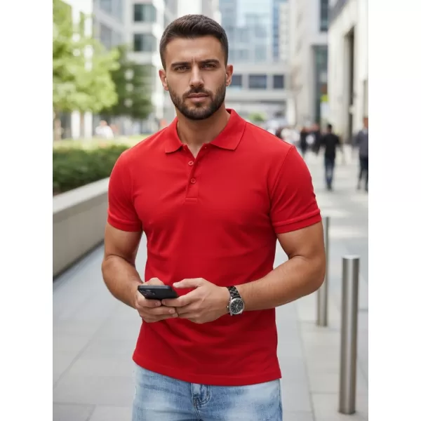  Pánské triko s límečkem DSTREET PX0515 ČERVENÁ 