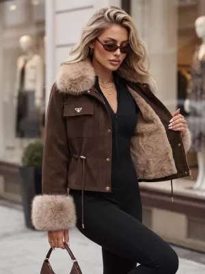 Dámská bunda DSTREET TY5705 HNĚDÁ