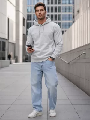 Pánská mikina DSTREET BX5471 SVĚTLE ŠEDÁ