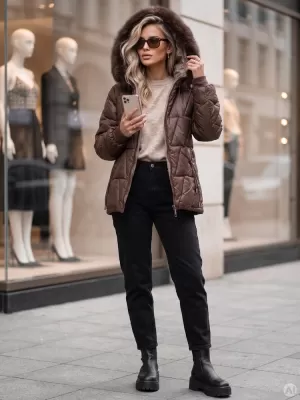 Dámská bunda DSTREET1 TY6114 HNĚDÁ