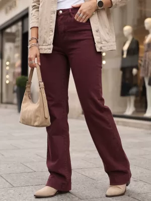 Dámské kalhoty DSTREET UY3105 BORDOVÁ