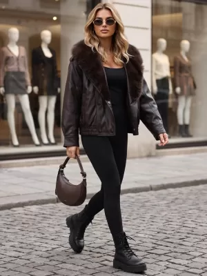 Dámská bunda DSTREET TY6027 HNĚDÁ