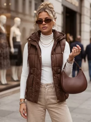 Dámská vesta DSTREET TY5975 HNĚDÁ