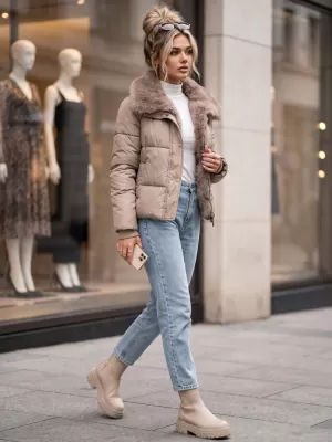 Dámská bunda DSTREET1 TY6098 KARAMELOVÁ
