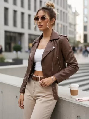 Dámská bunda DSTREET TY5672 HNĚDÁ