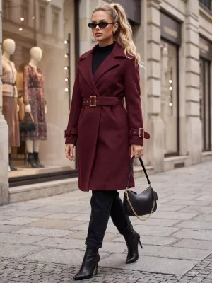Dámský kabát DSTREET NY0786 BORDOVÁ