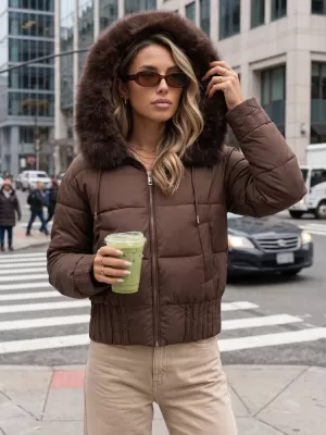 Dámská bunda DSTREET TY5829 HNĚDÁ