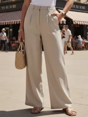 Dámské kalhoty DSTREET UY3079 BÉŽOVÁ