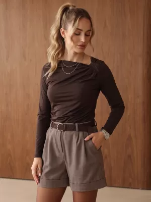 Dámská halenka DSTREET RY2946 HNĚDÁ