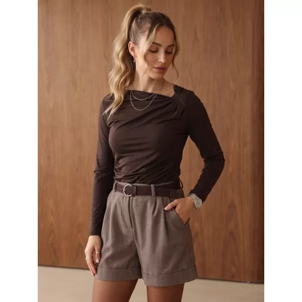  Dámská halenka DSTREET RY2946 HNĚDÁ 