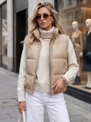 Dámská vesta DSTREET TY5734 BÉŽOVÁ