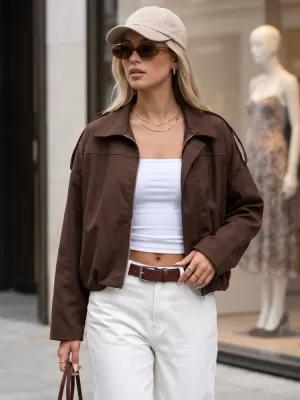 Dámská bunda DSTREET TY5956 HNĚDÁ
